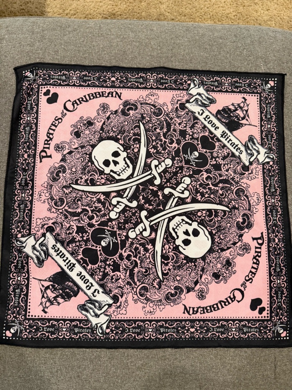 Disney Pink and Black Pirates of the Caribbean Skull Bandana
